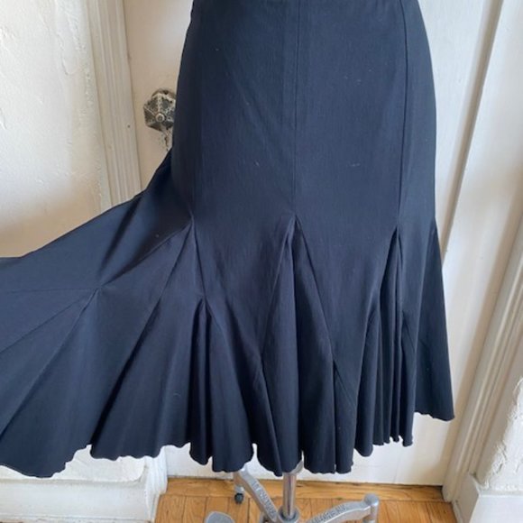 Elevenses Anthropologie Womens Black Pleated Flared Skirt Size 4 - Picture 2 of 6